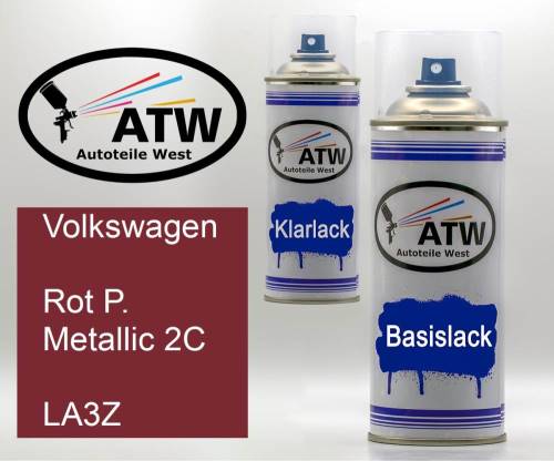 Volkswagen, Rot P. Metallic 2C, LA3Z: 400ml Sprühdose + 400ml Klarlack - Set, von ATW Autoteile West.